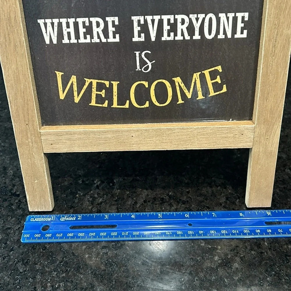 Welcome to our campfire where everyone is welcome wooden sign tan table - Picture 5 of 5